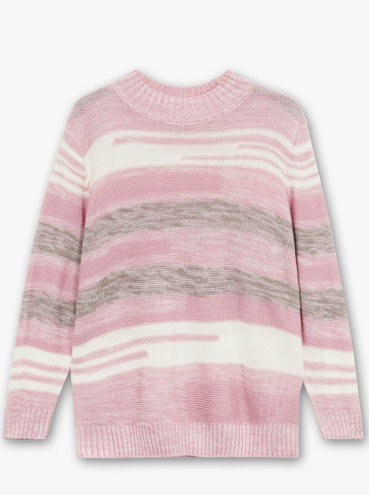 Stehkragenpullover mit Streifen-Muster - altrosé-meliert