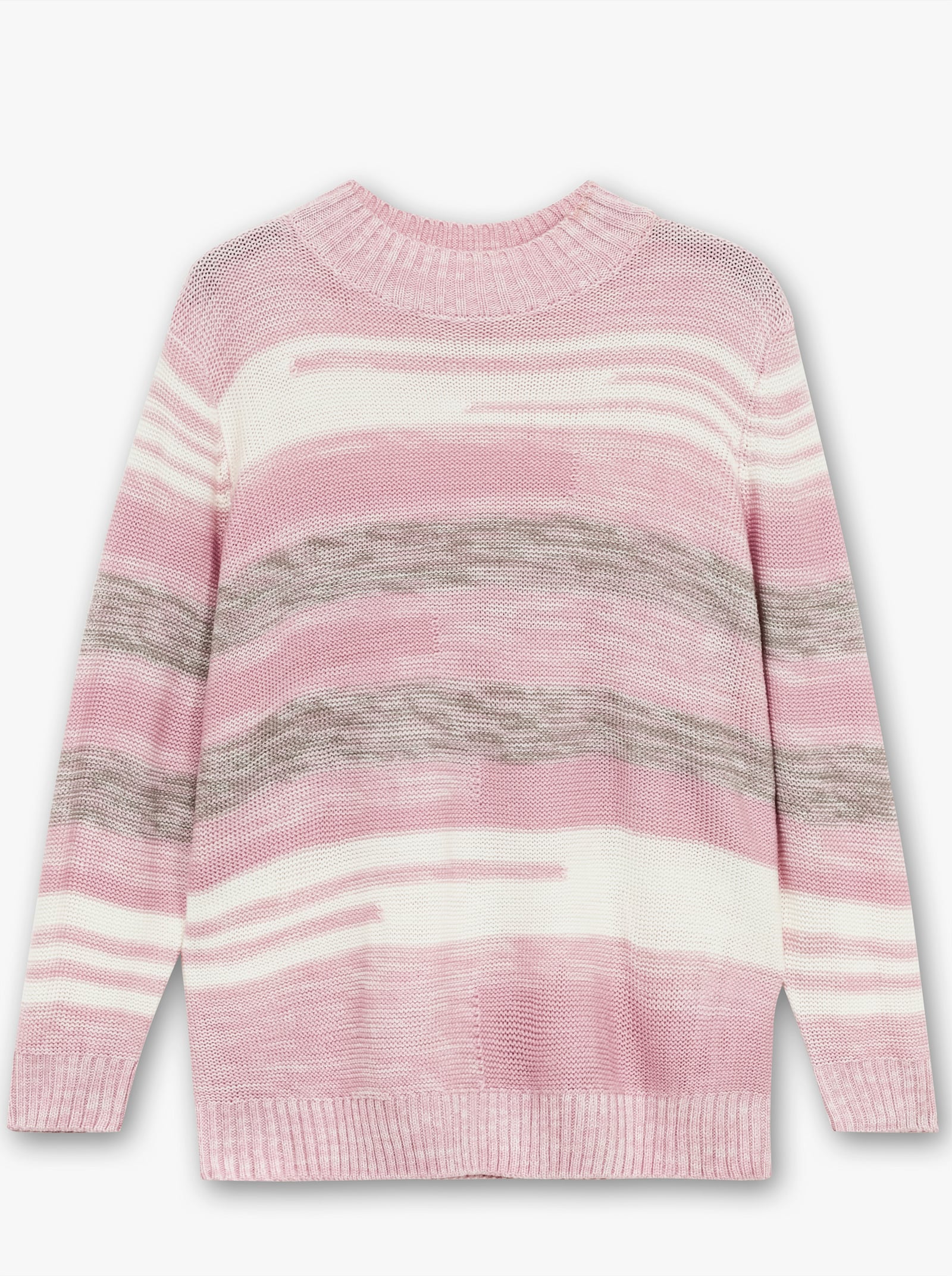 Stehkragenpullover mit Streifen-Muster - altrosé-meliert