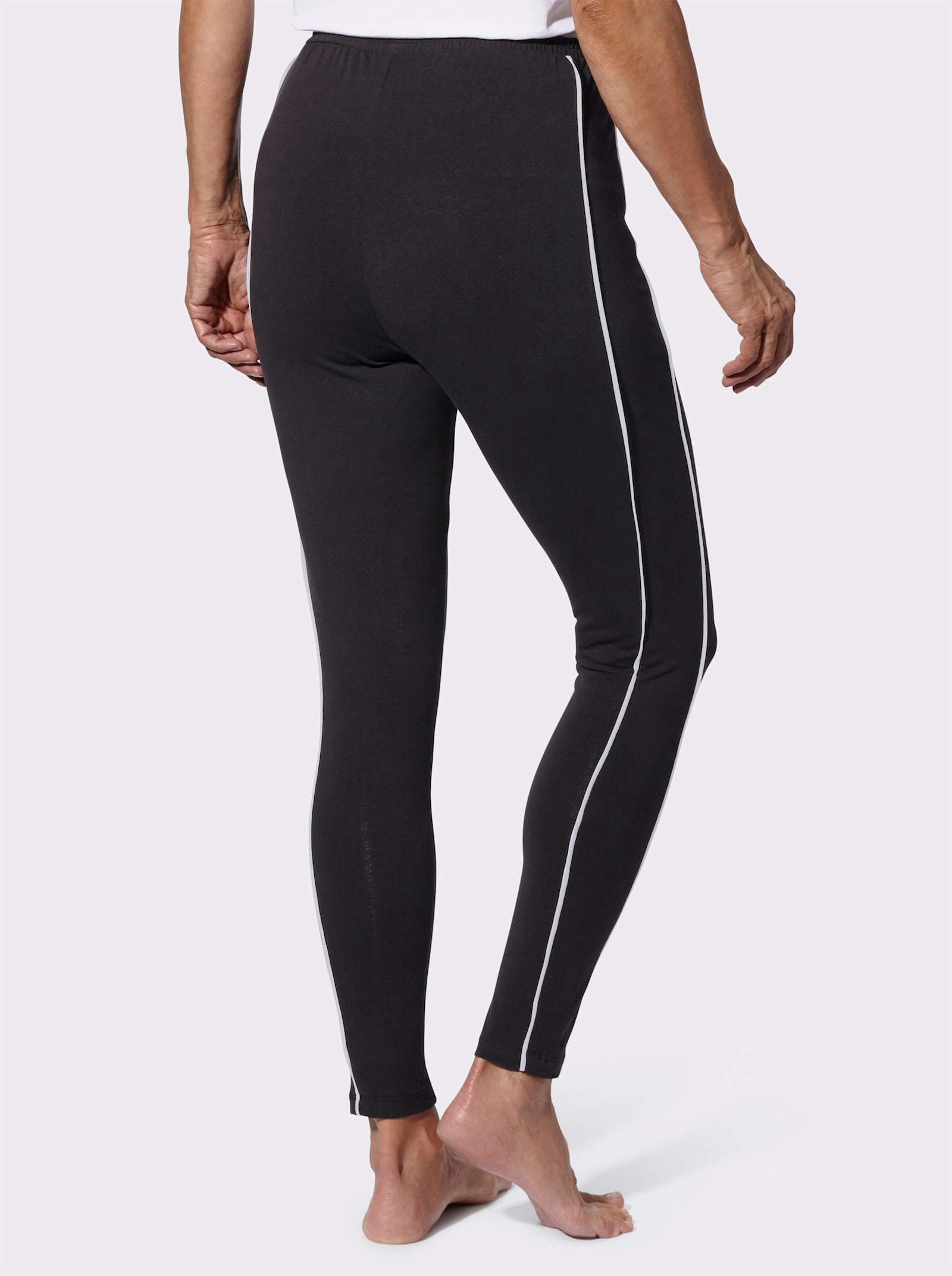 Leggings mit Kontrastpaspeln - schwarz