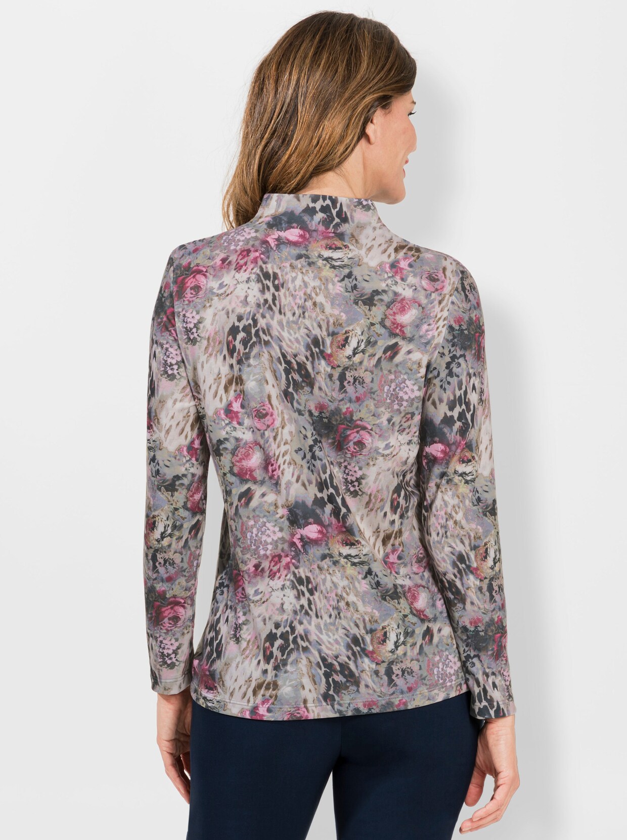 Shirt met lange mouwen - framboos/ivoor bedrukt