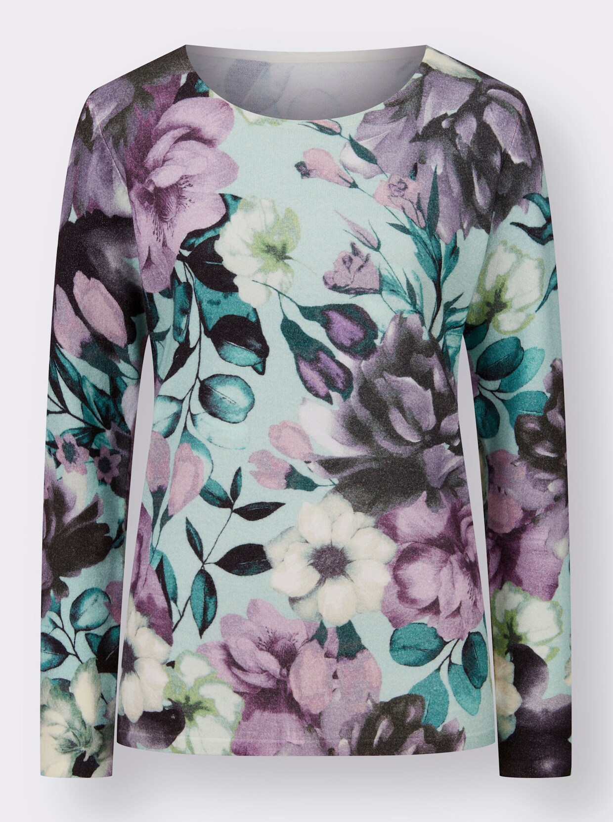 Pullover met lange mouwen - kalkmint/mauve bedrukt