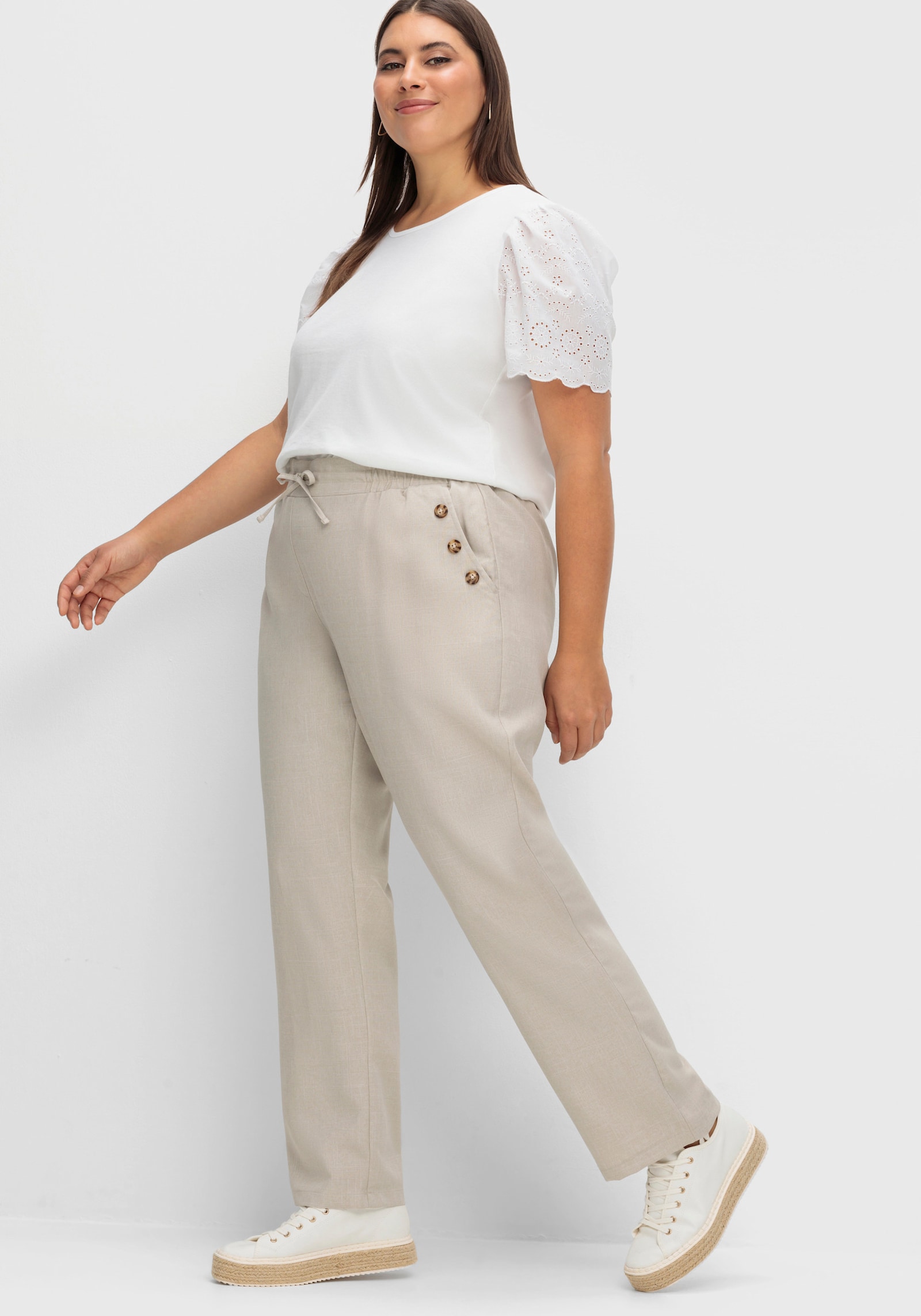 Hose in Leinen-Optik - beige
