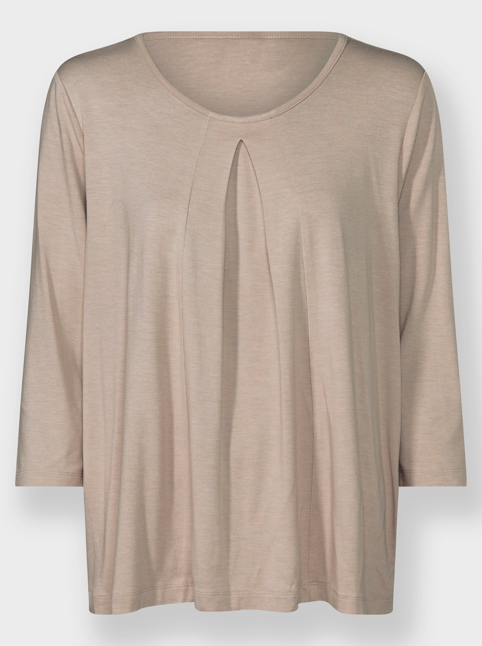 Shirt met ronde hals en stolpplooi - ivoorkleur