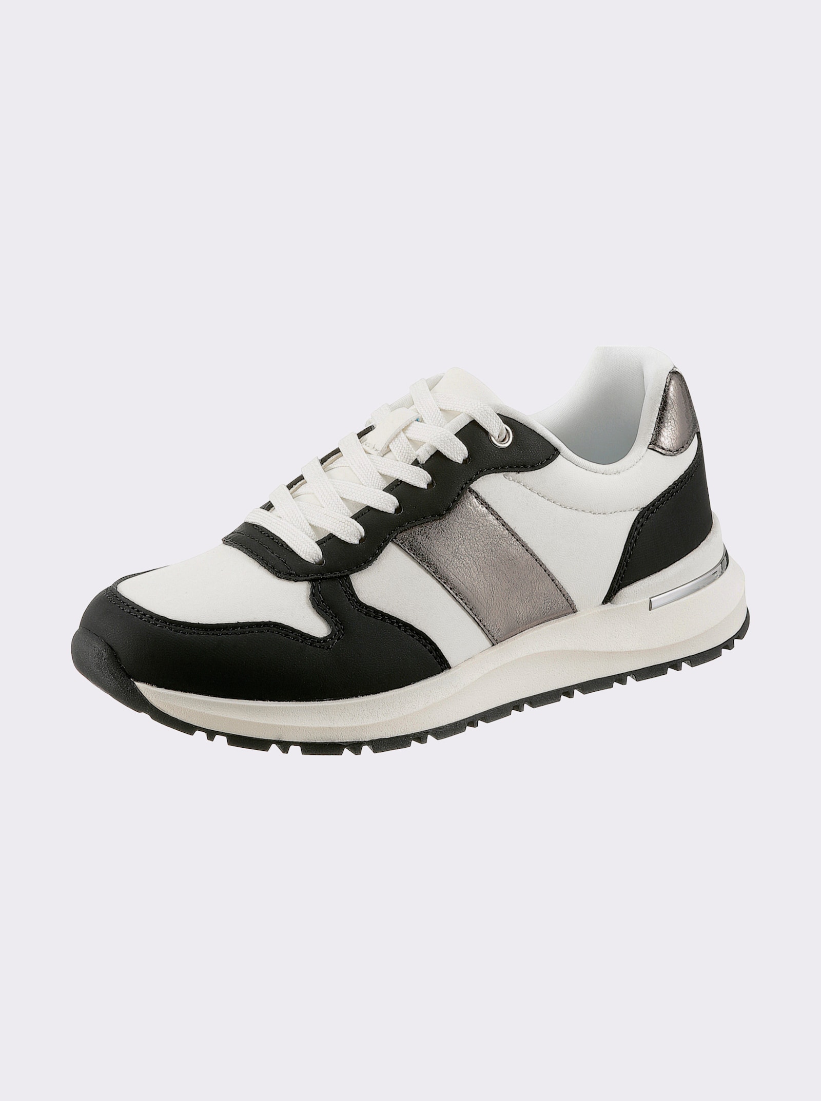 heine Sneaker mit Metallic-Akzenten - weiß-schwarz-altsilber