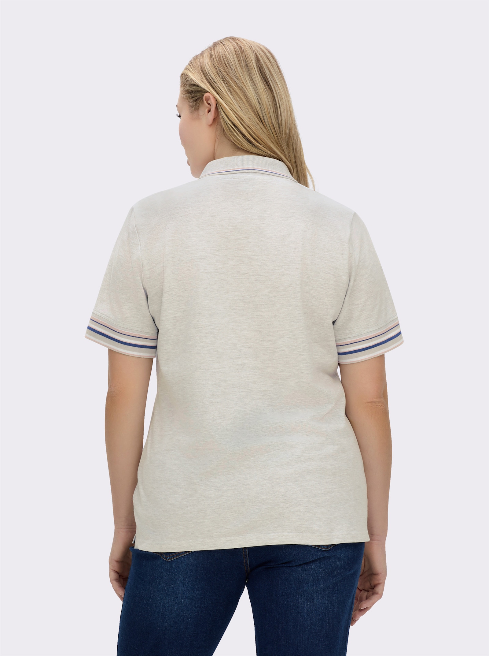 Poloshirt in Pikee-Qualität - hellgrau-meliert