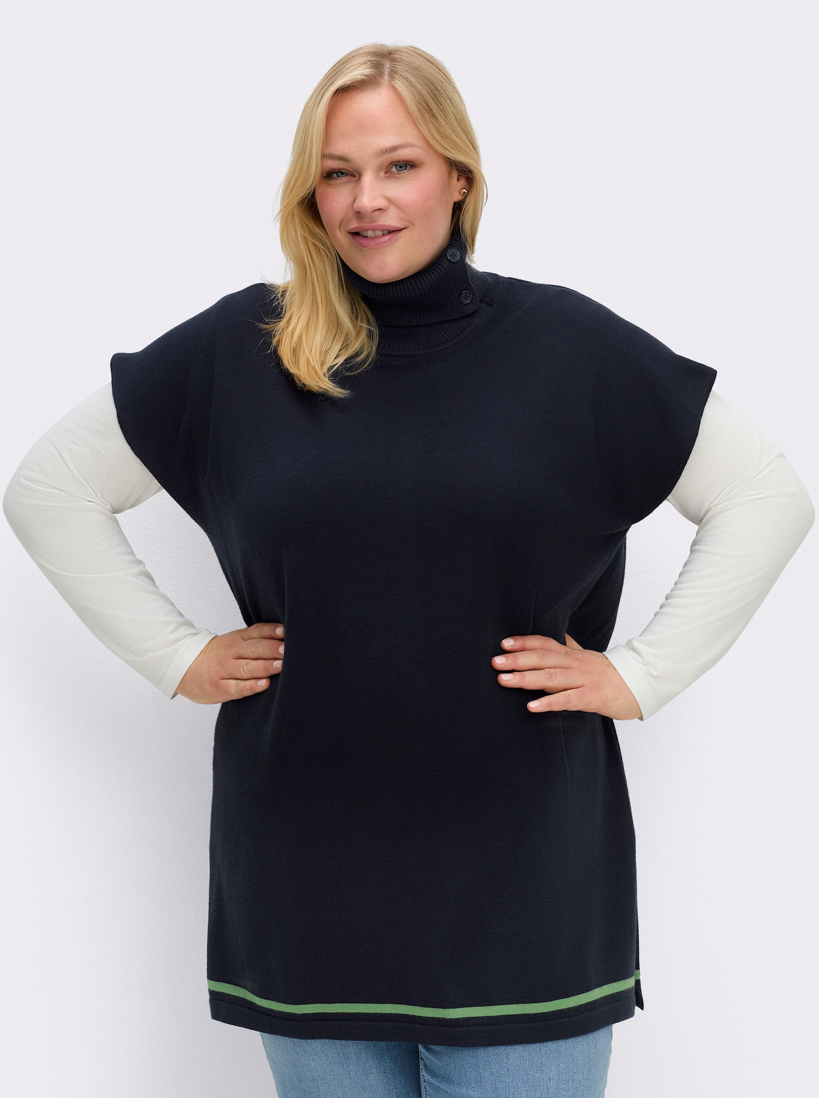 sheego Slip-over in lang model - diepblauw