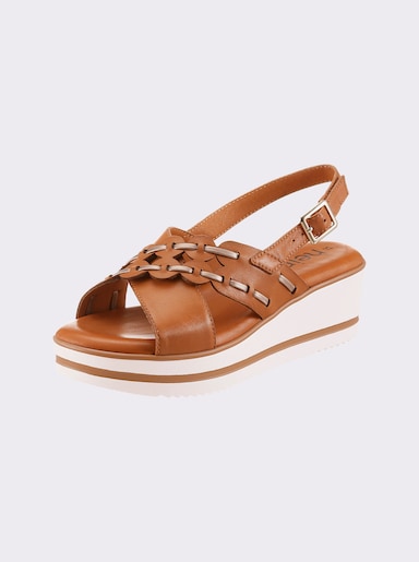 heine Keilsandalette - cognac-weiß