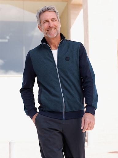 Marco Donati Sweatjacke mit seitlichen Taschen - dunkelblau-meliert