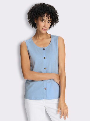 Shirttop mit imitierter Knopfleiste - eisblau