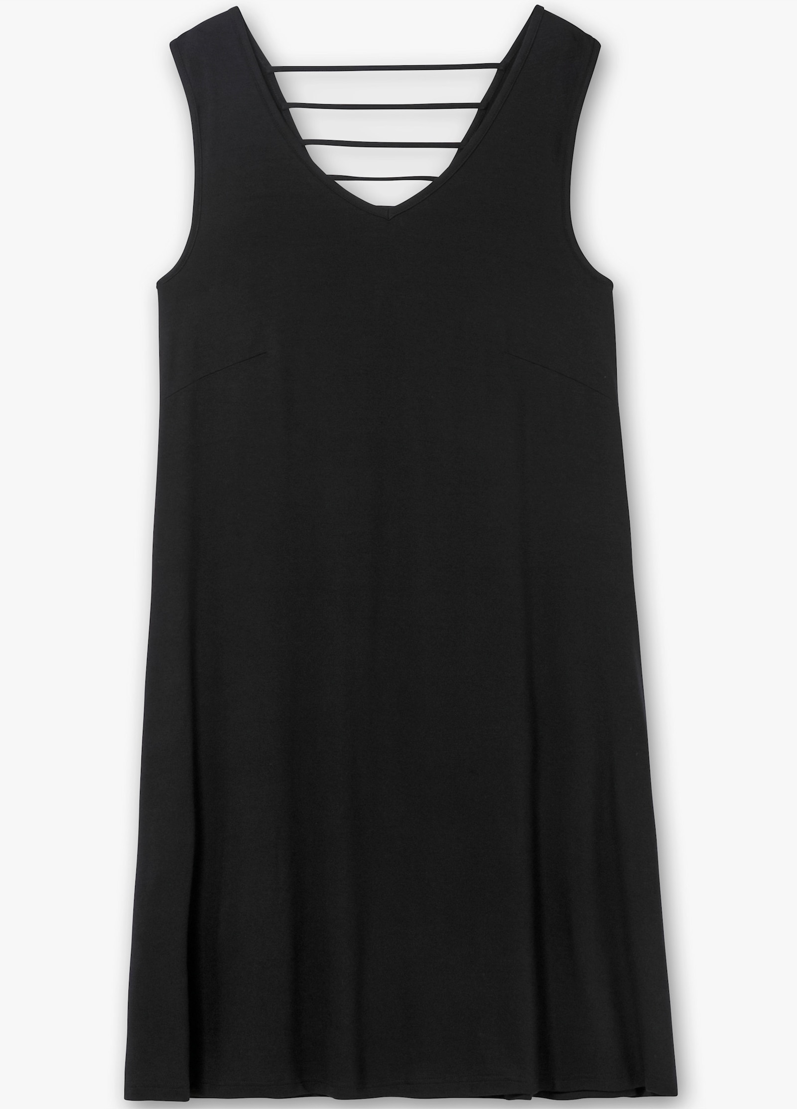 sheego Jerseykleid mit V-Ausschnitt - schwarz