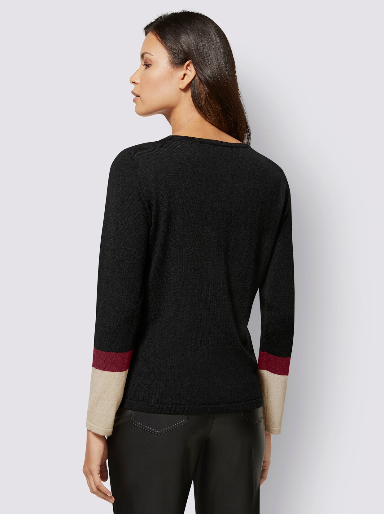 Langarm-Pullover - schwarz-sand-gemustert