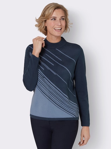 Jacquard-Pullover - dunkelblau-bleu-gemustert