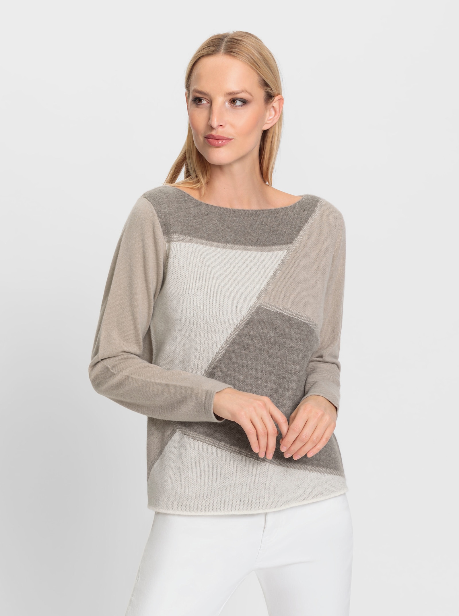 heine Kaschmirpullover mit aufwendigem Strickmuster - sesam-ecru