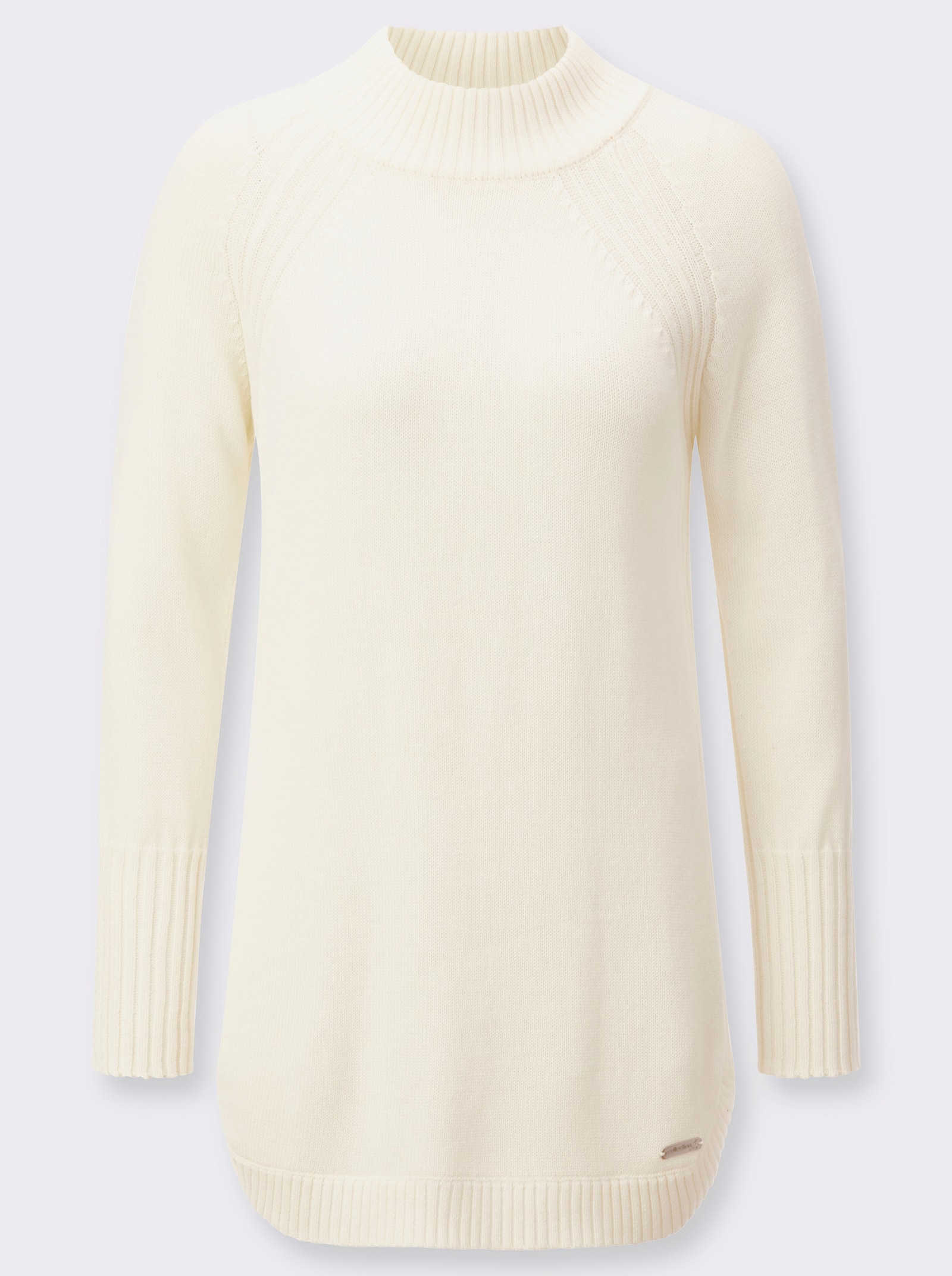 Longpullover mit abgerundetem Saum - ecru