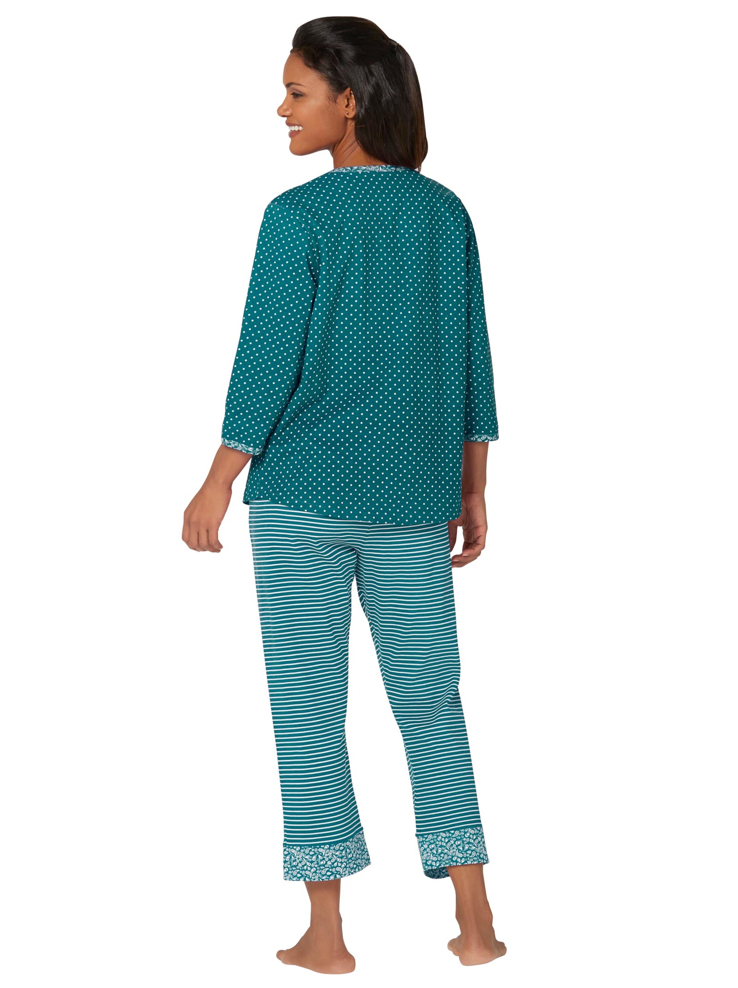 Marie Francoise Schlafanzug - petrol-gemustert