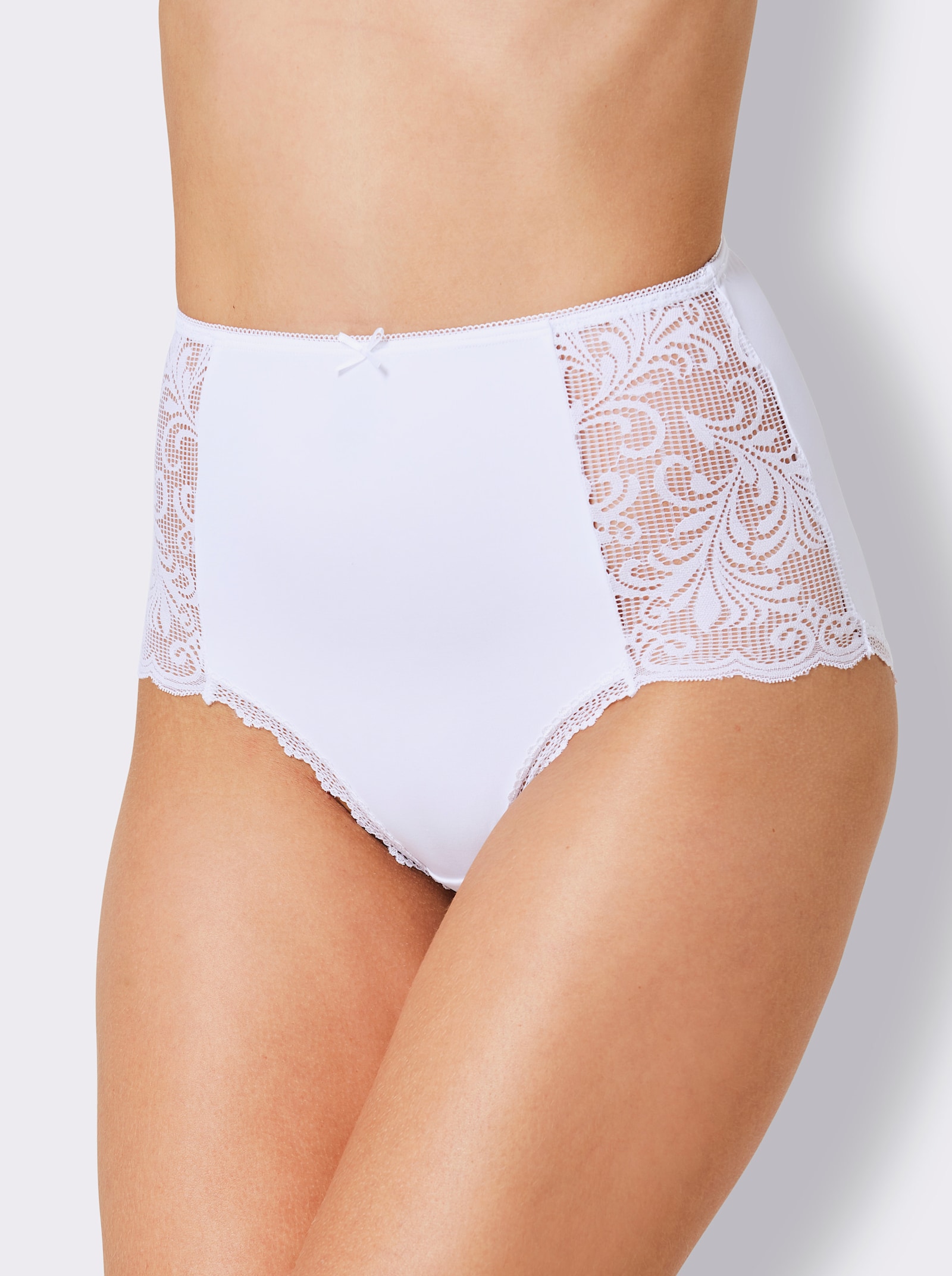 wäschepur Taillenslip mit Einsatz aus Spitze - weiß