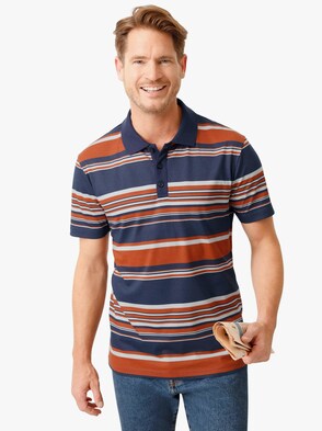 Poloshirt - marine-cognac-gestreift
