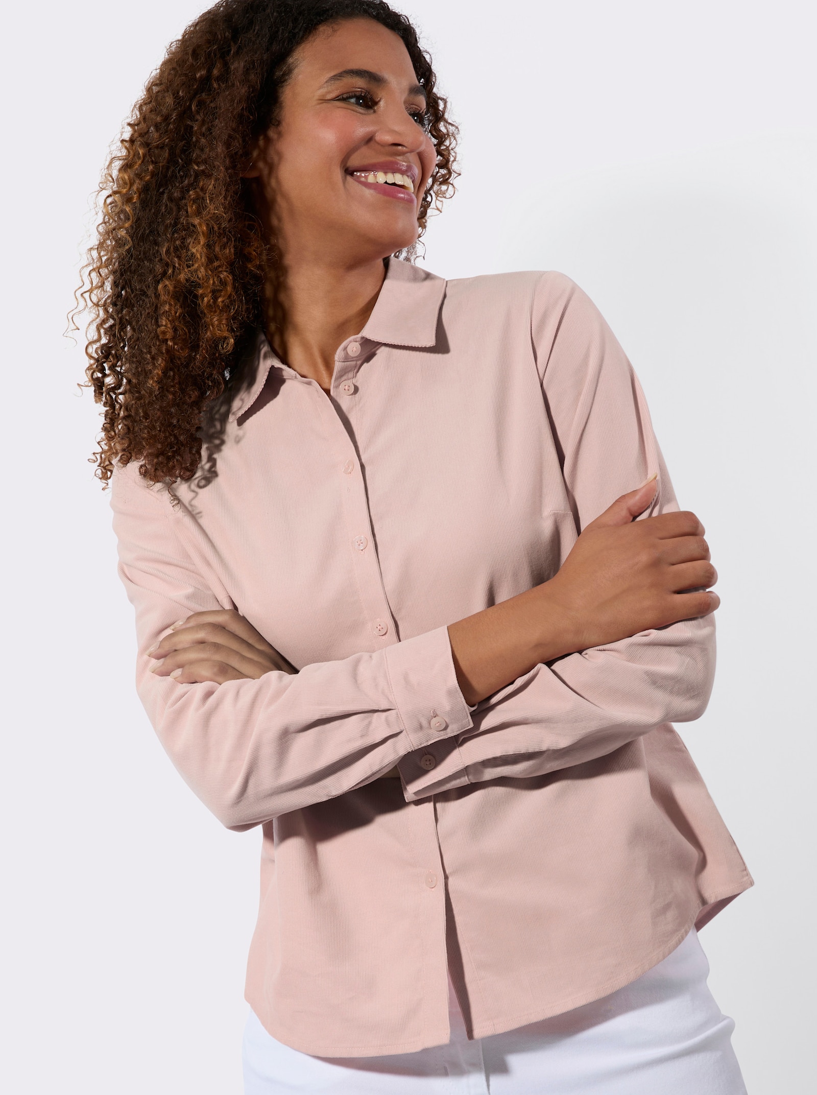 Hemdbluse aus weichem Baby-Cord - puder