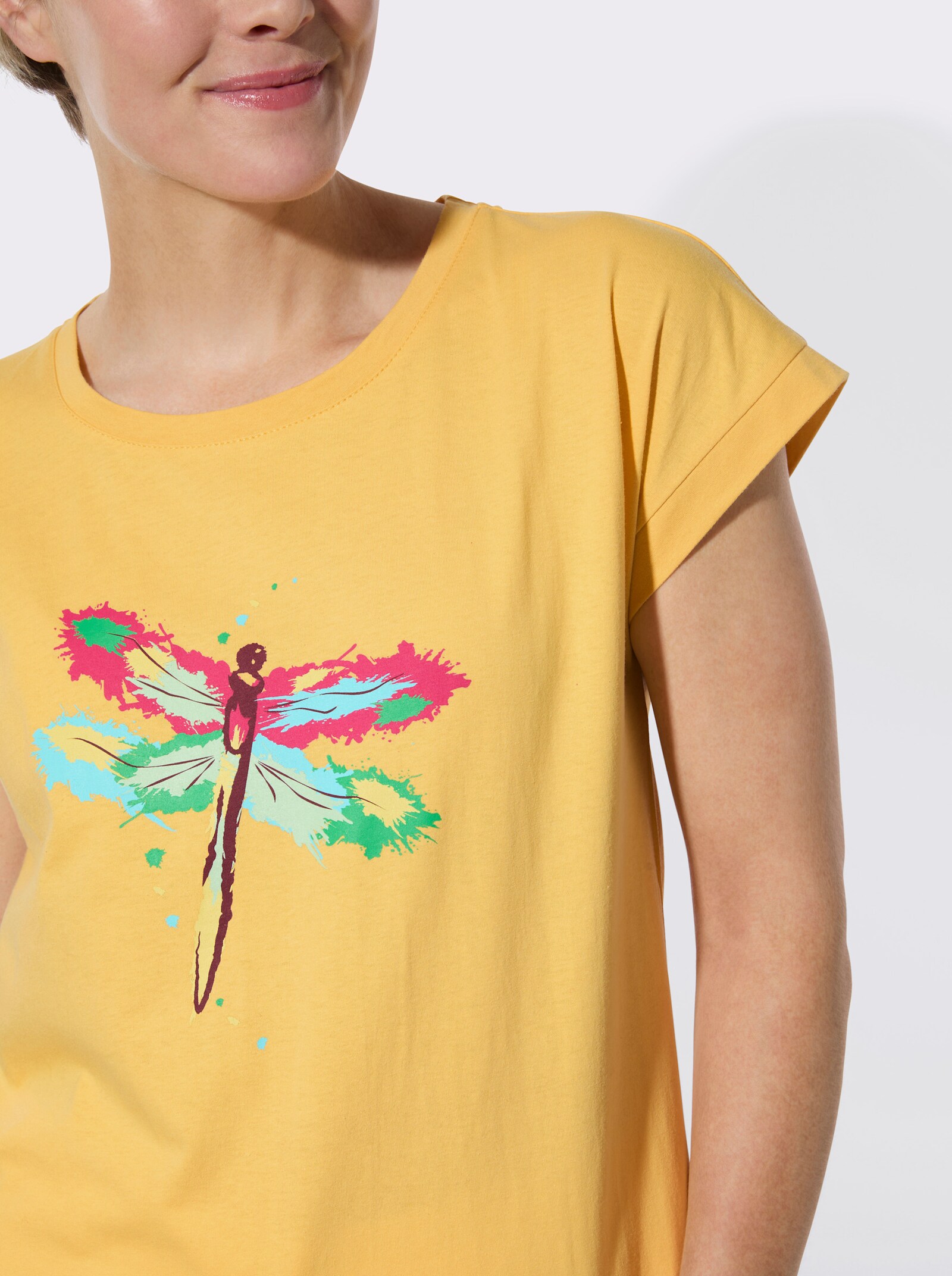 Longshirt mit Print - gelb