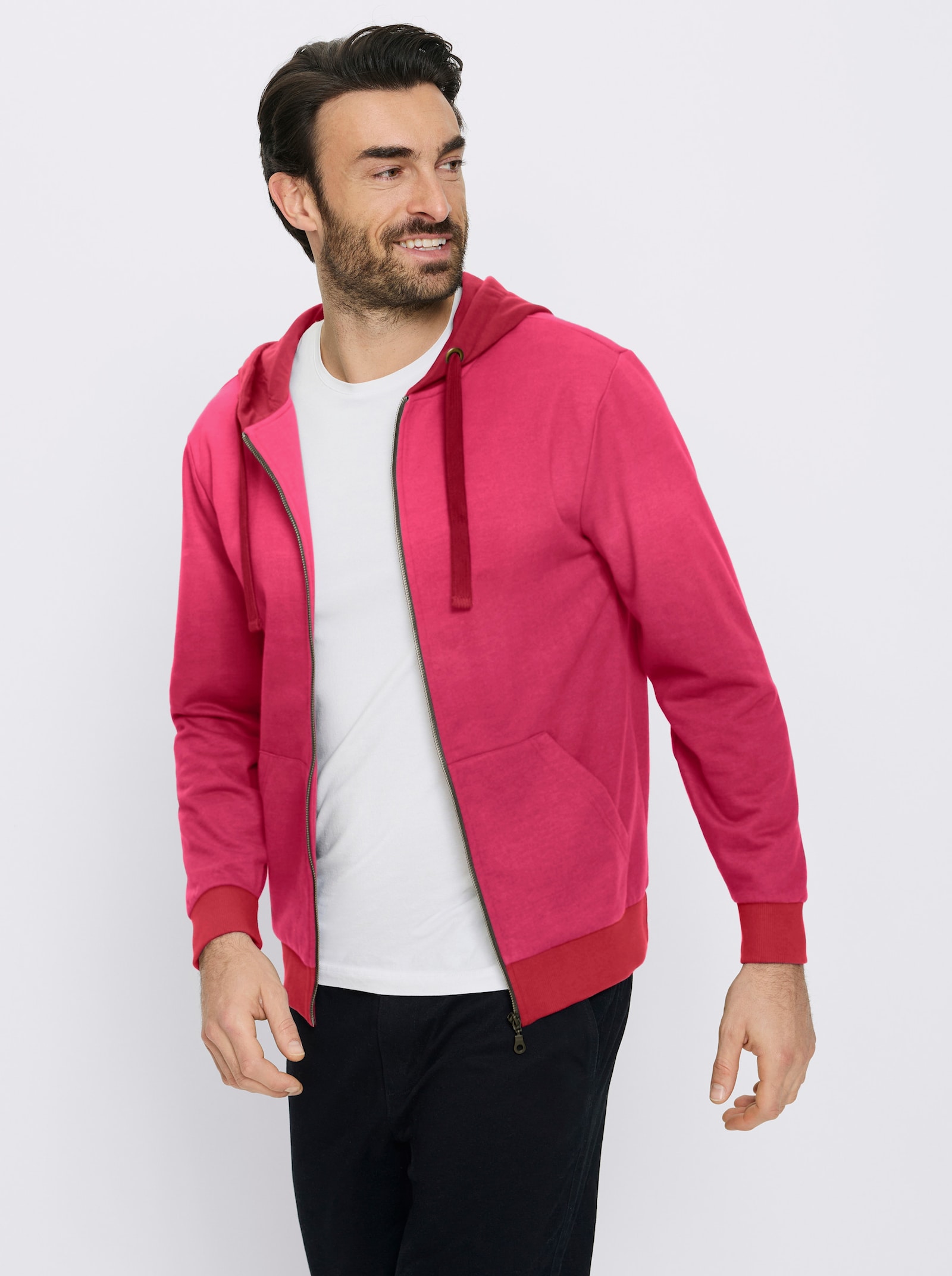 Marco Donati Sweatjacke mit Känguru-Taschen - dunkelrot