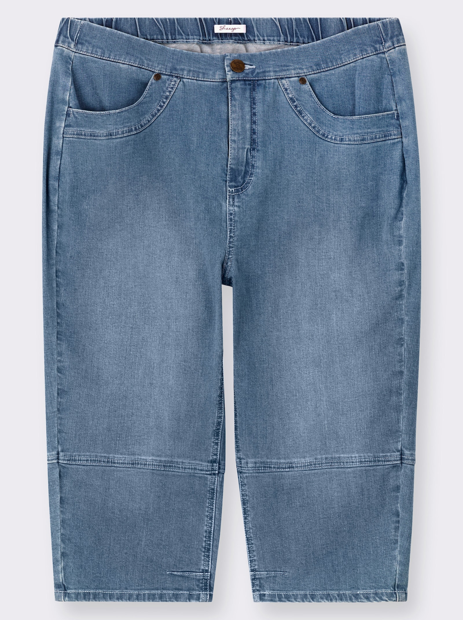 sheego Caprijeans in leichter Waschung - blue-bleached
