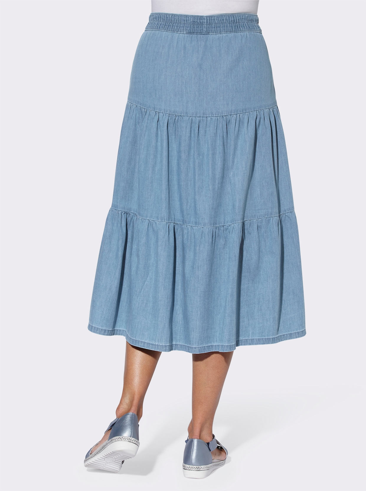 Džínsová sukňa - bielená modrá