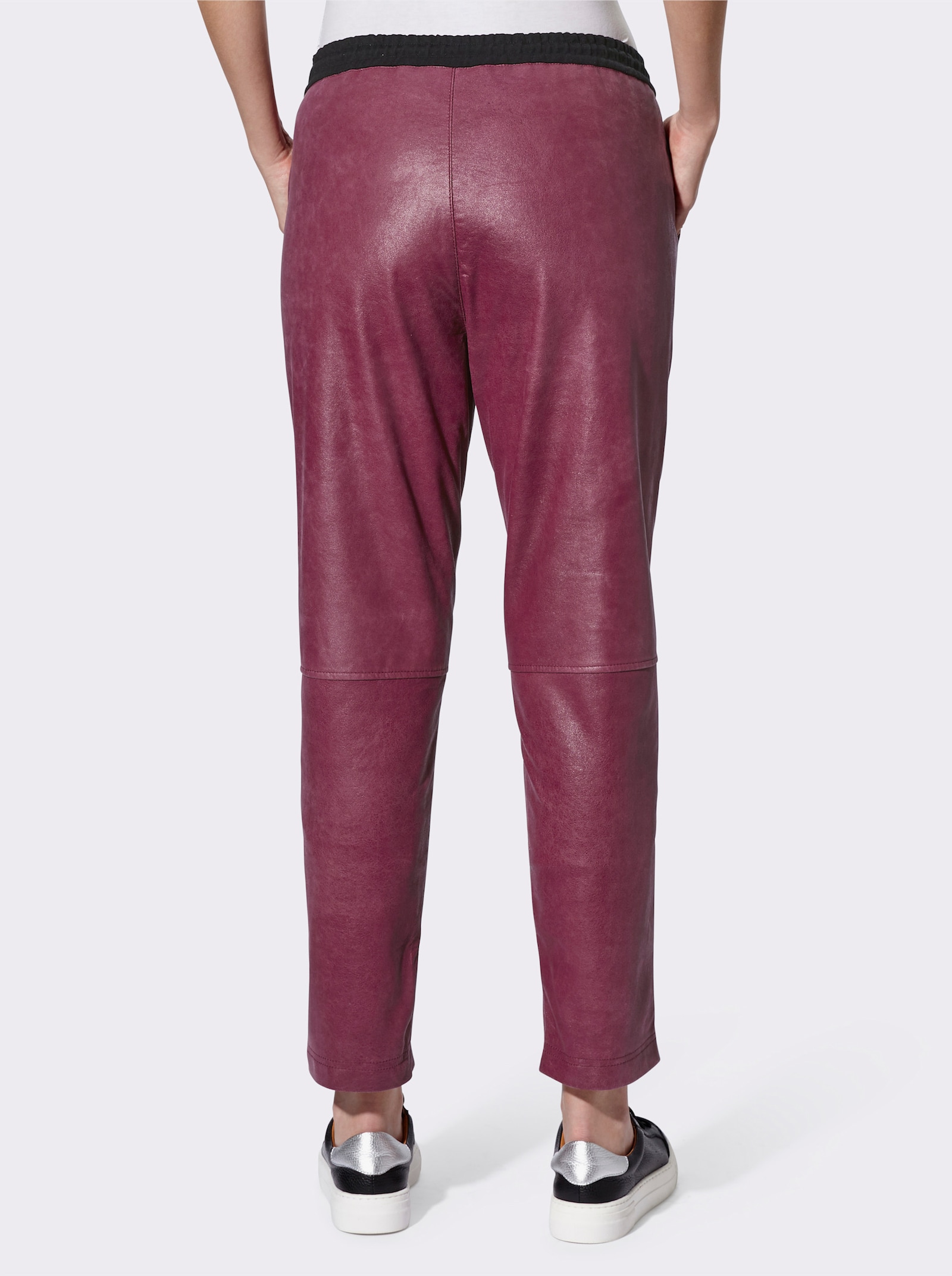 heine Lederhose in Jogpant-Form - bordeaux