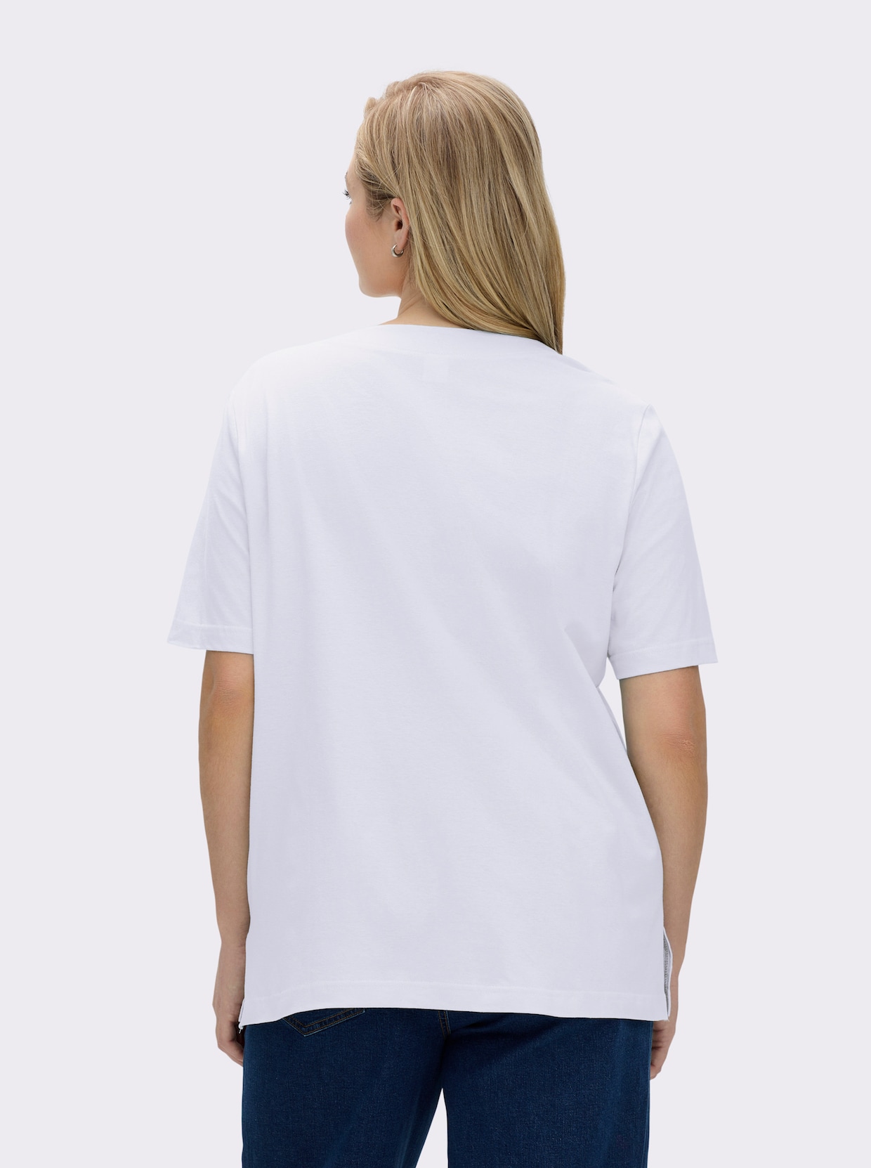 Kurzarmshirt mit Muschel-Druck - weiß