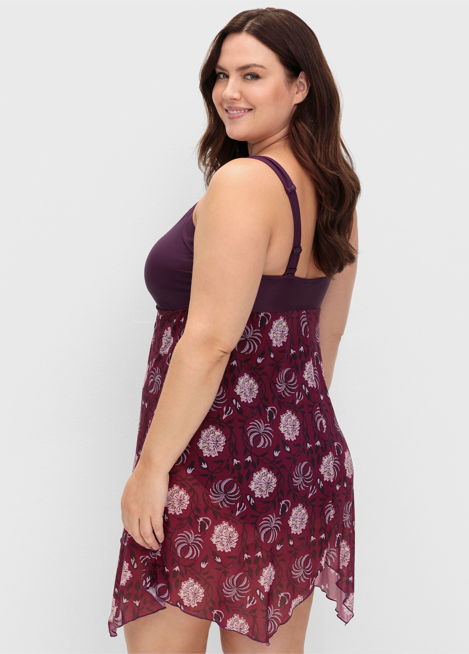 sheego by Joe Browns Badekleid mit Karree-Ausschnitt - beere-gemustert