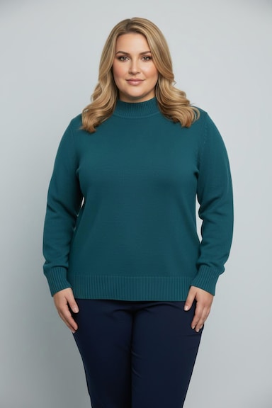 Stehkragenpullover mit Baumwolle - petrol