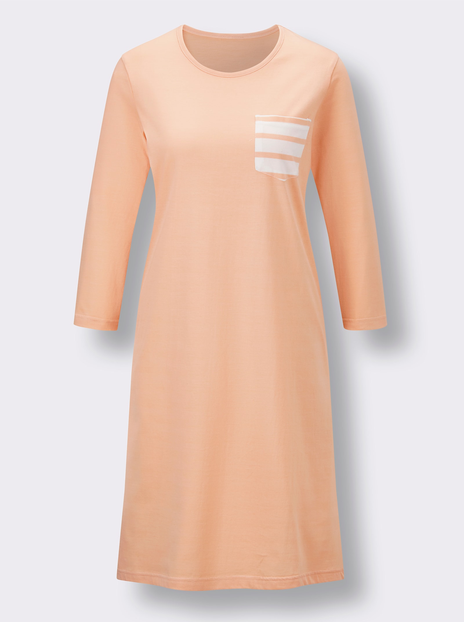 wäschepur Sleepshirts im Baumwoll-Mix - apricot + apricot-ecru-gestreift