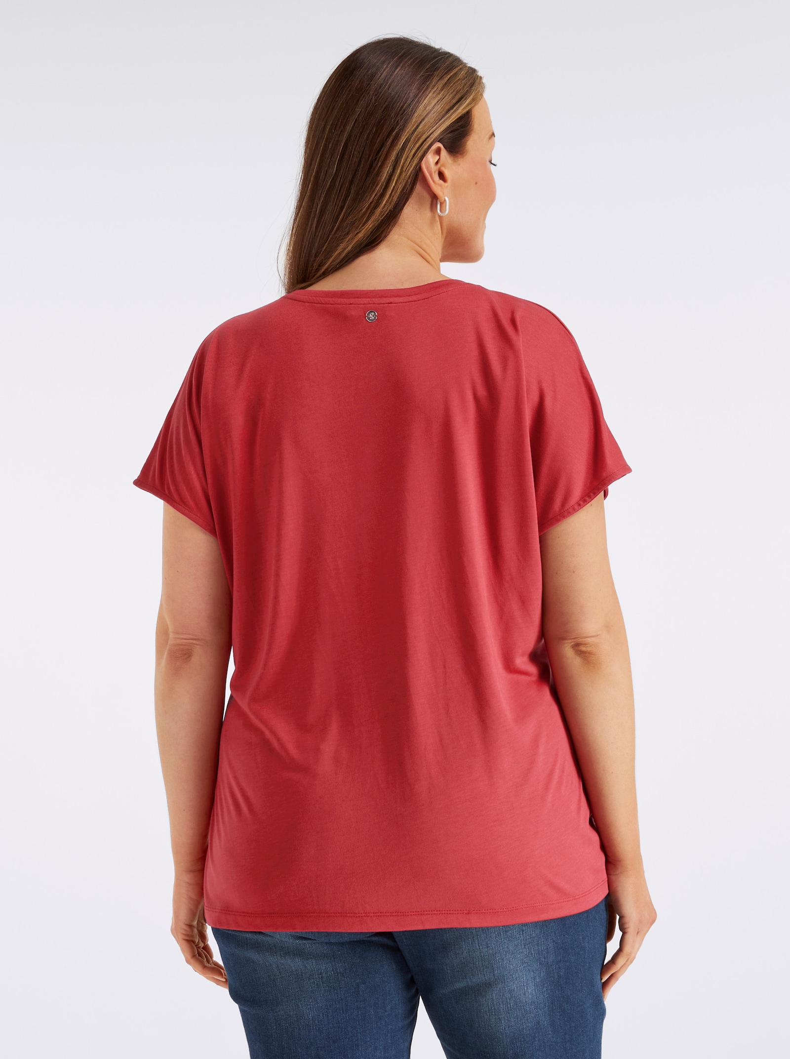 sheego V-Shirt mit Strass-Detail - erdbeere