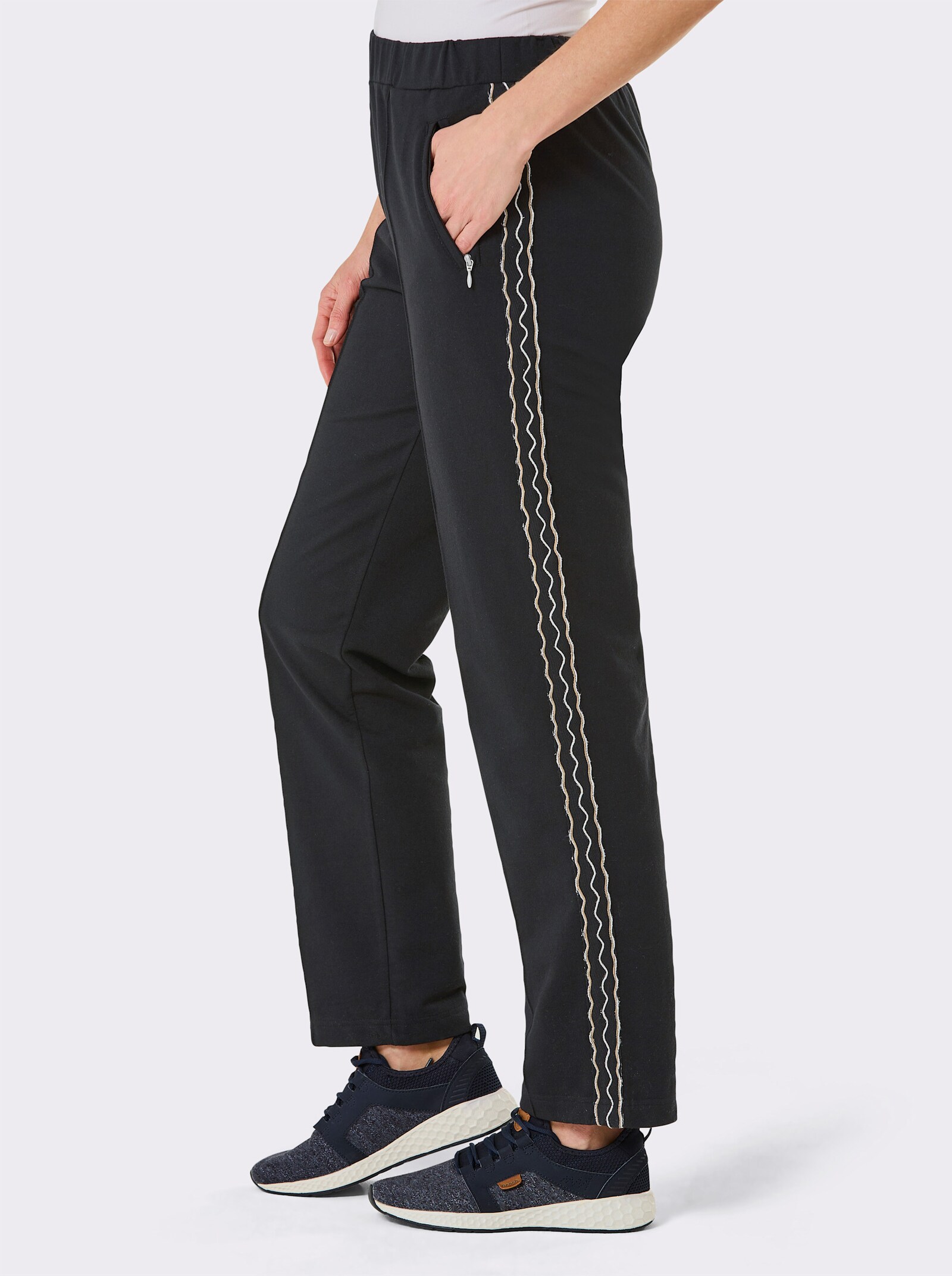 Catamaran Sports Freizeithose mit seitlichem Glitzerband - schwarz