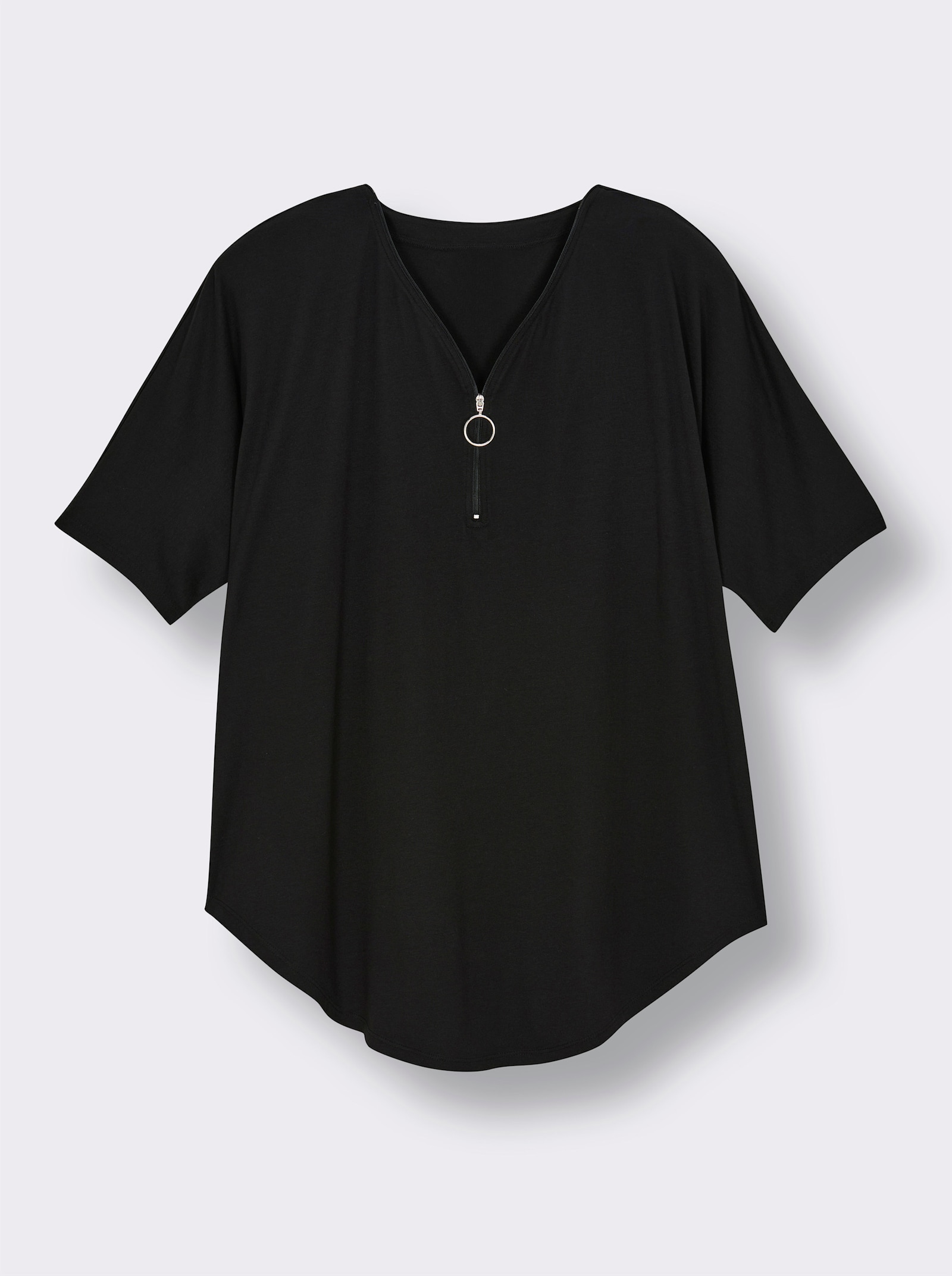 Sommerkleid mit Reißverschluss, bedruckt - schwarz