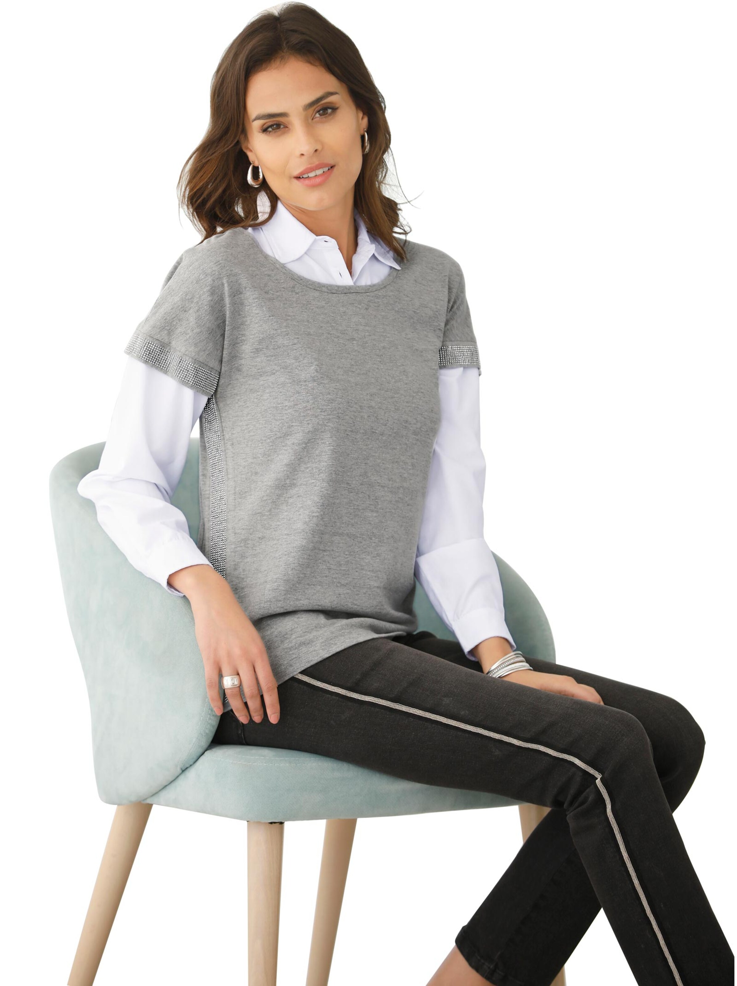 2-in-1-Shirt - silbergrau-meliert