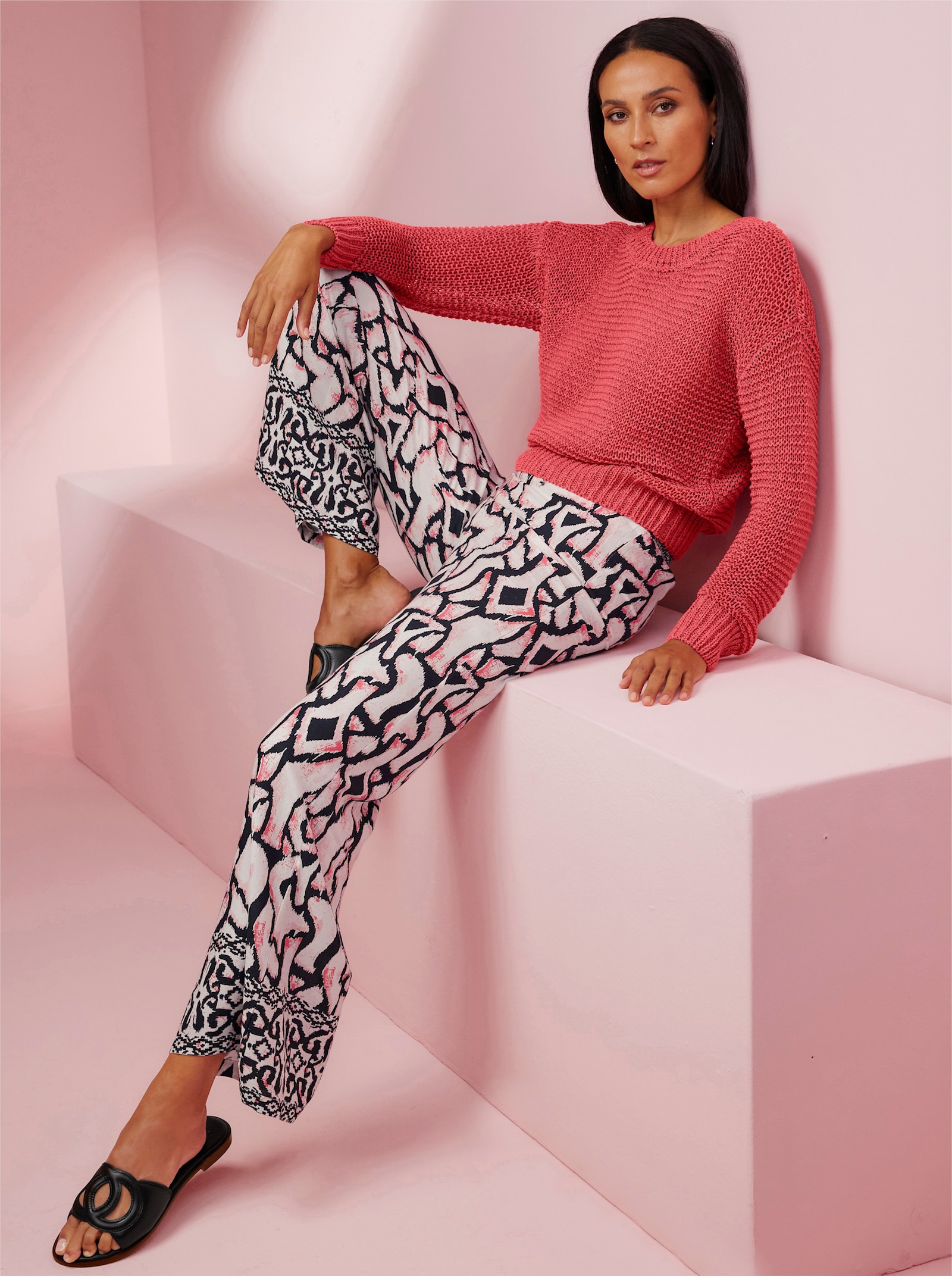 heine Pull à encolure ronde en grosses mailles - pamplemousse