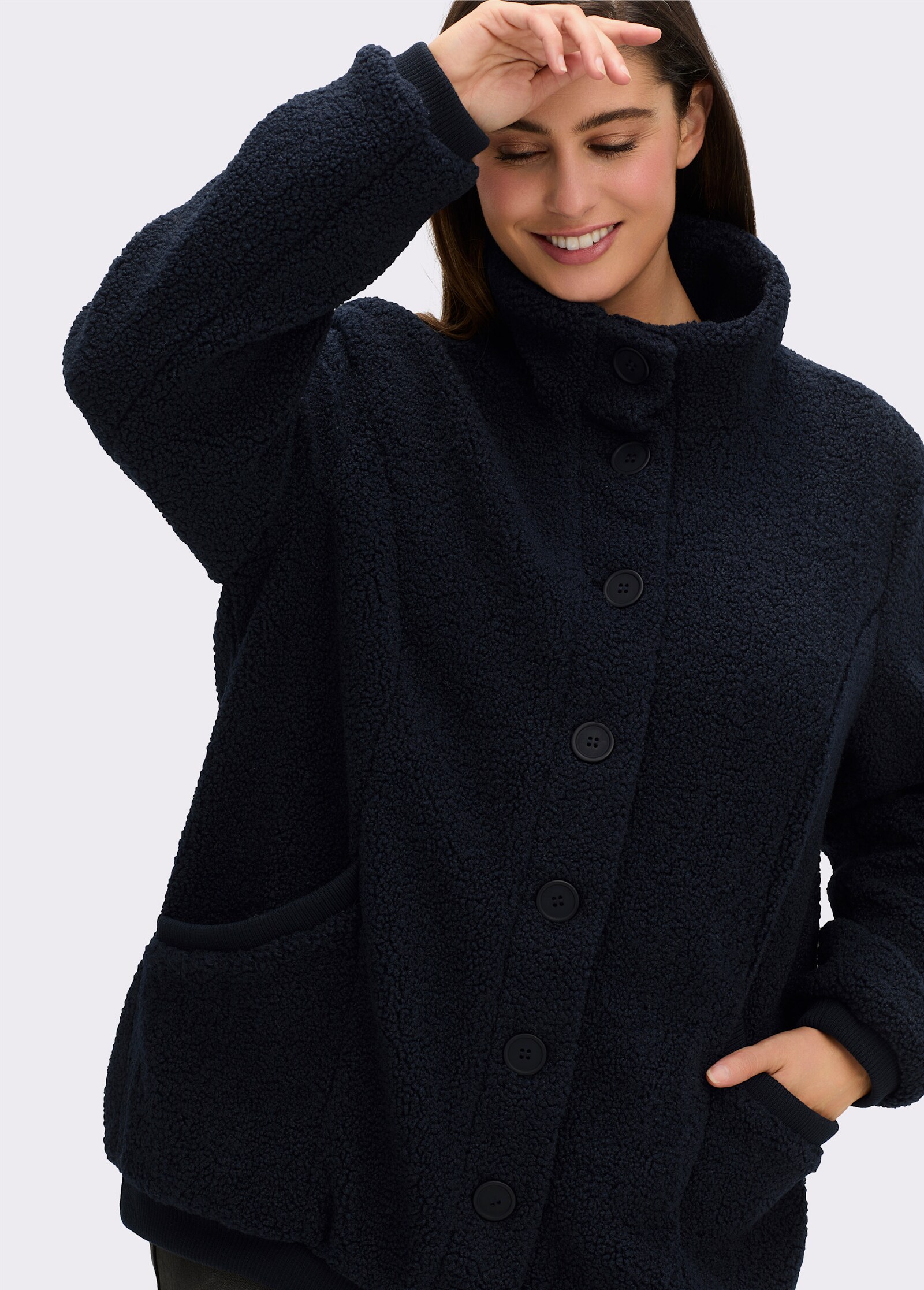 sheego Blouson aus Teddyfleece - tiefblau