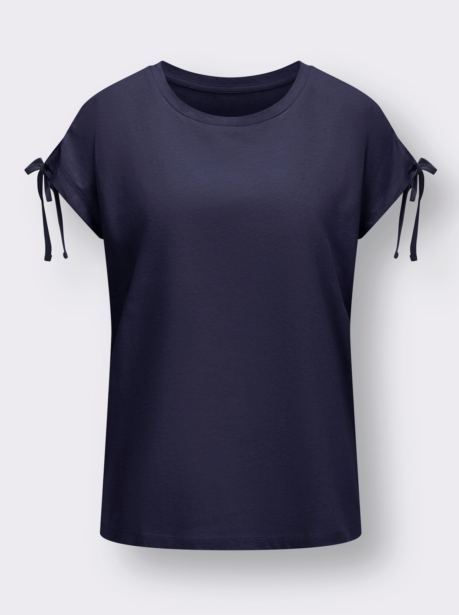 Shirt met tunnelkoord aan de korte mouwen - marine