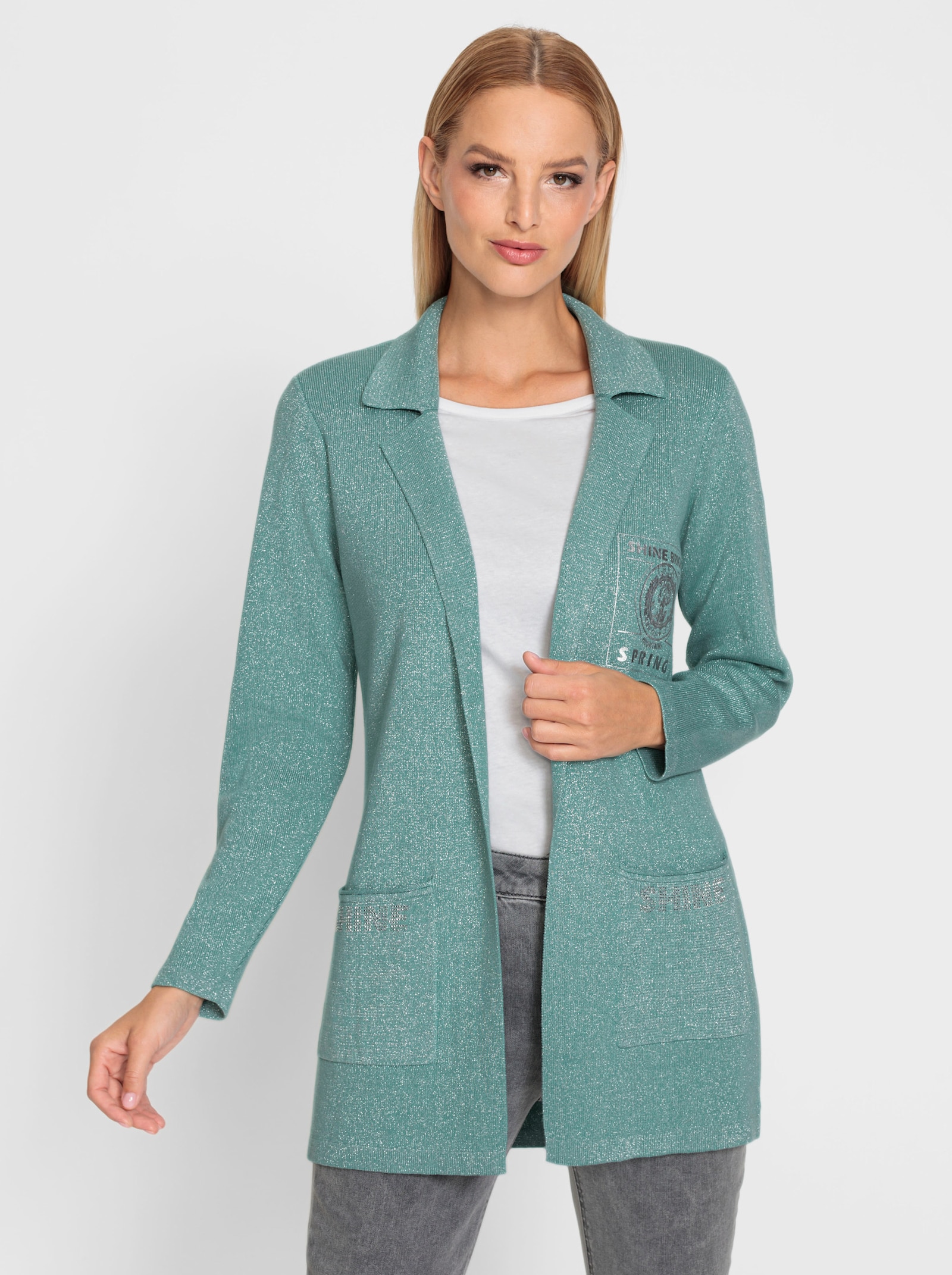 heine Veste en tricot avec fil brillant - sauge