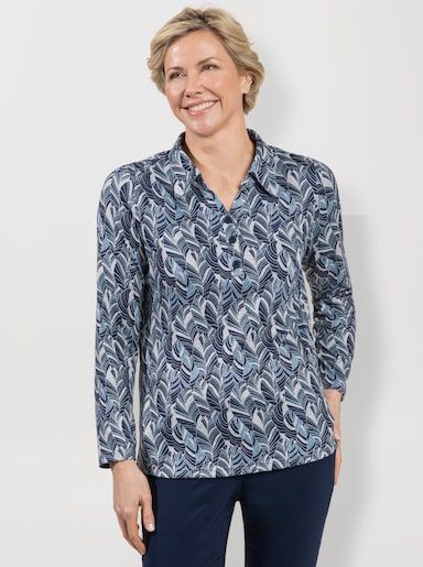 Poloshirt im Allover-Druck - dunkelblau-bedruckt