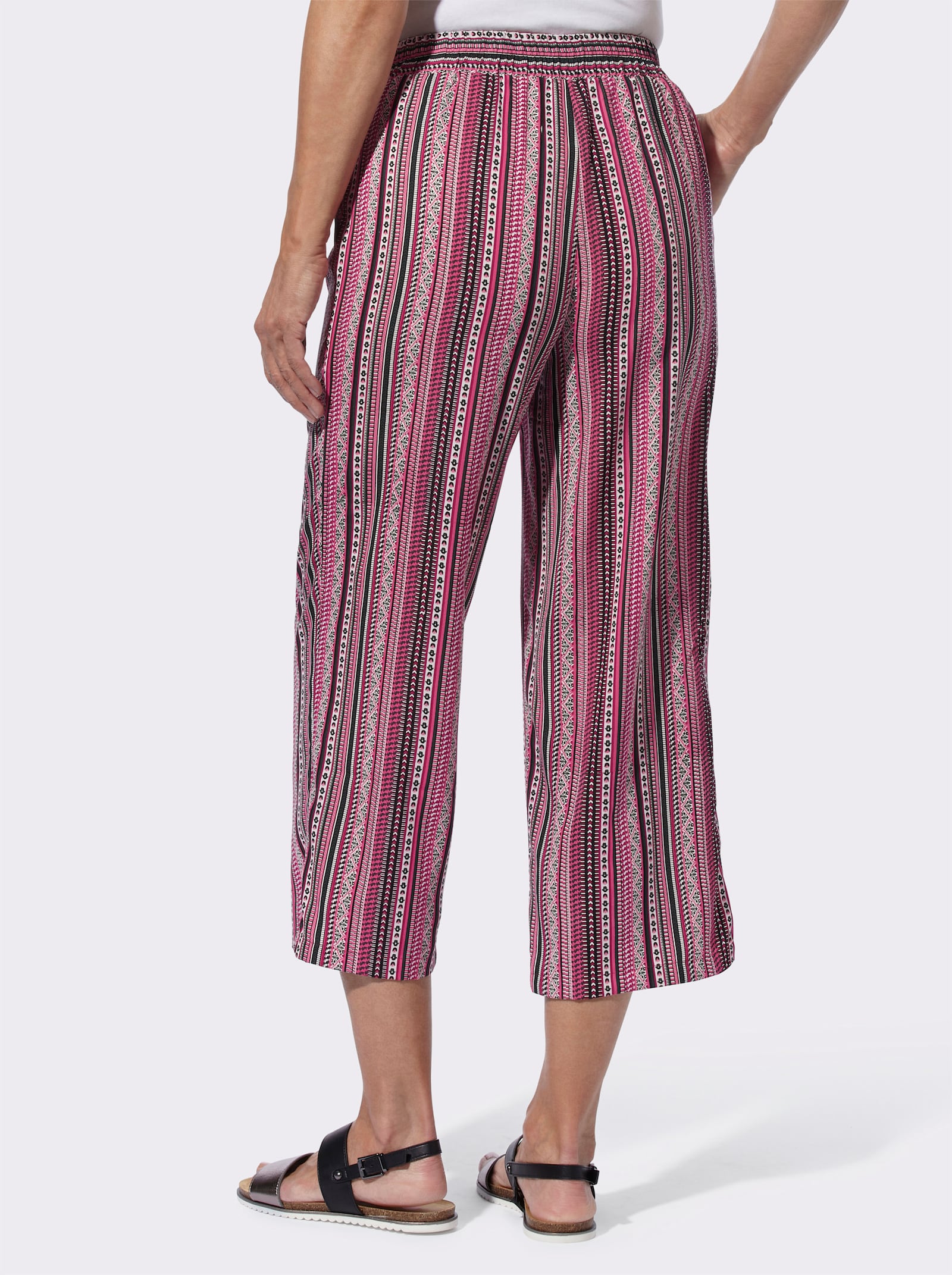 Culotte mit zwei Taschen - fuchsia-moos-gestreift + malve