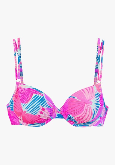 Sunseeker Bügel-Bikini-Top - pink-blau bedruckt