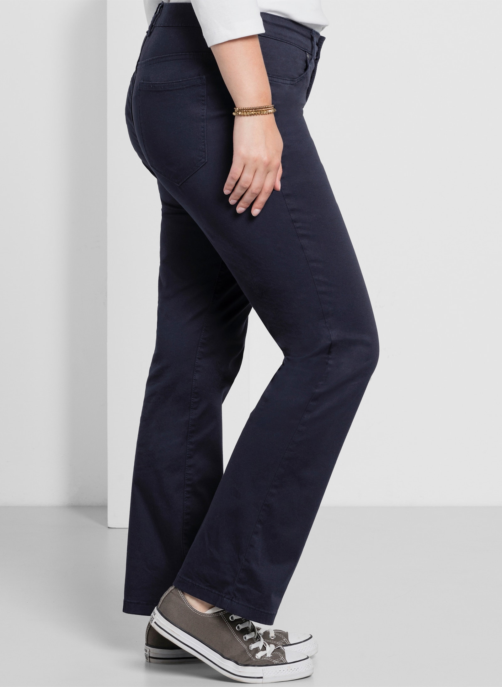 sheego Broek in recht model, van twill - marine