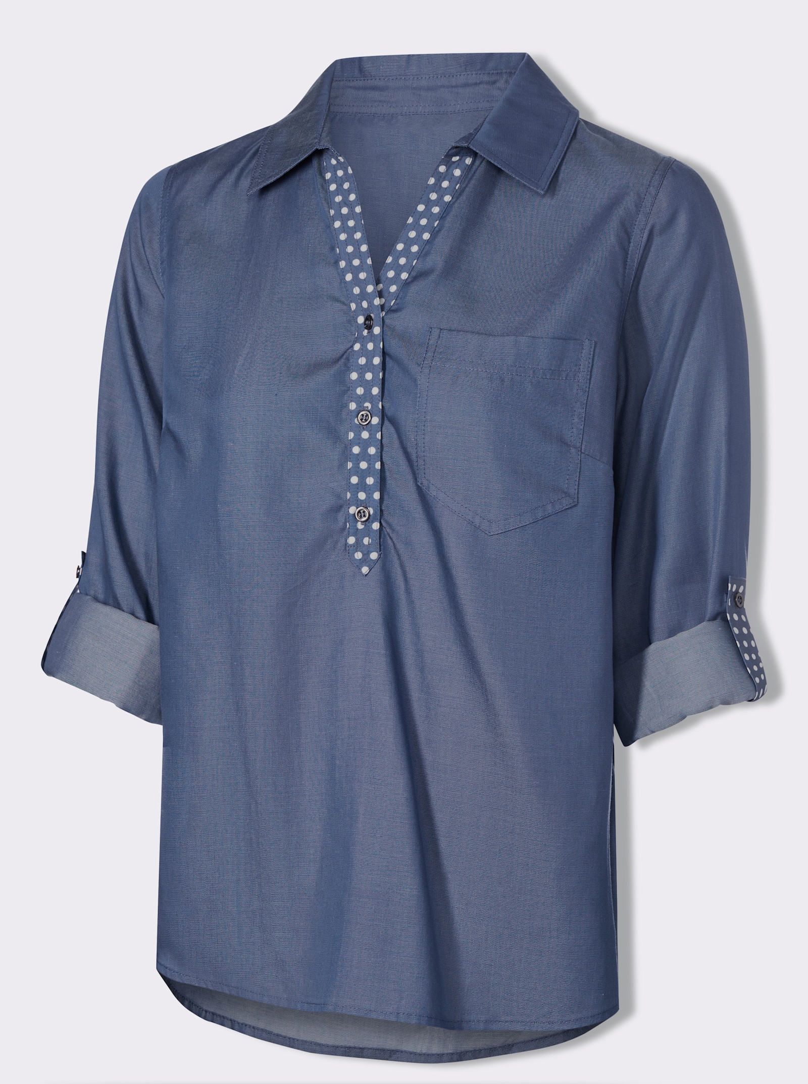 heine Chemisier à manches longues en imitation jean - bleu jean