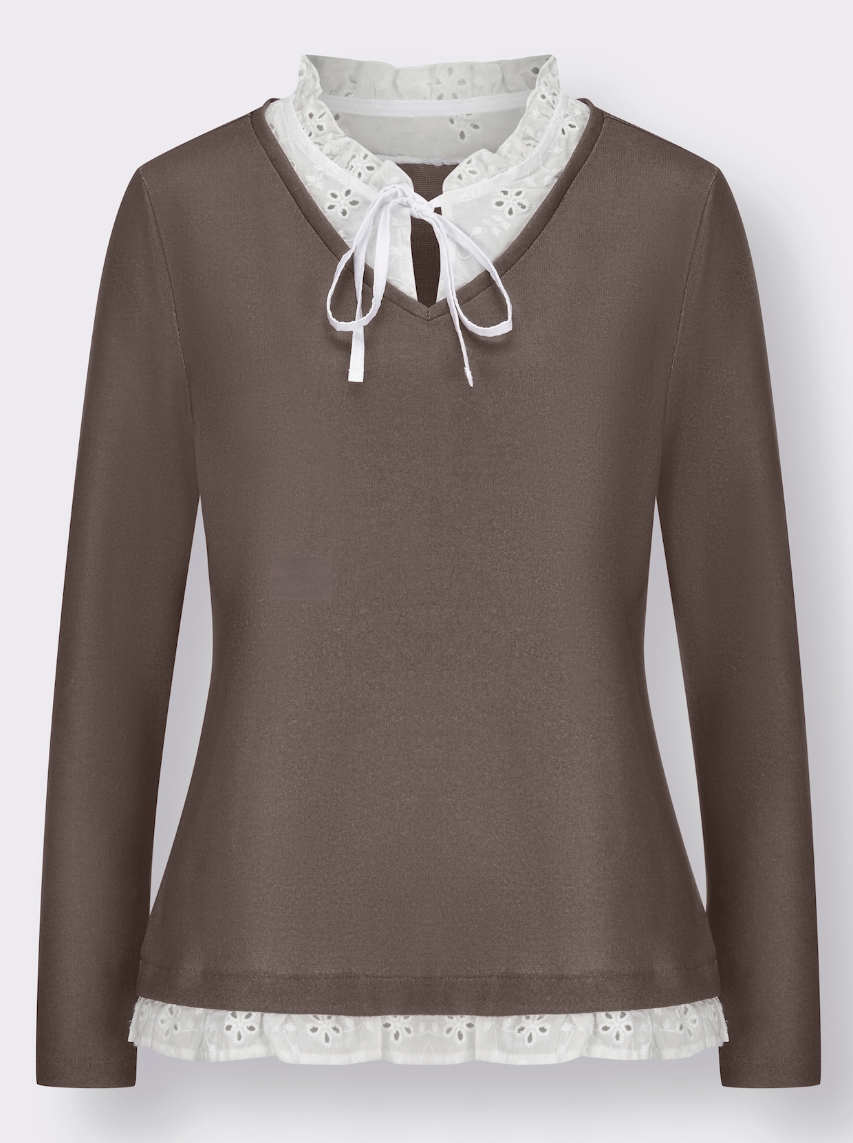 2-in-1-shirt - donkertaupe