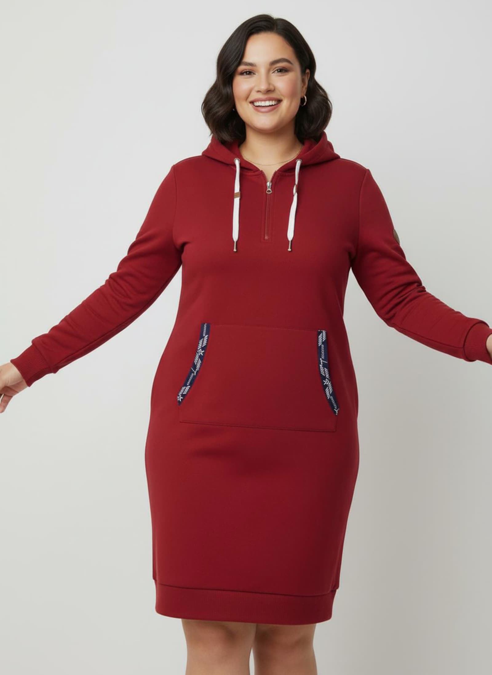 Jerseykleid mit Känguru-Tasche - rot