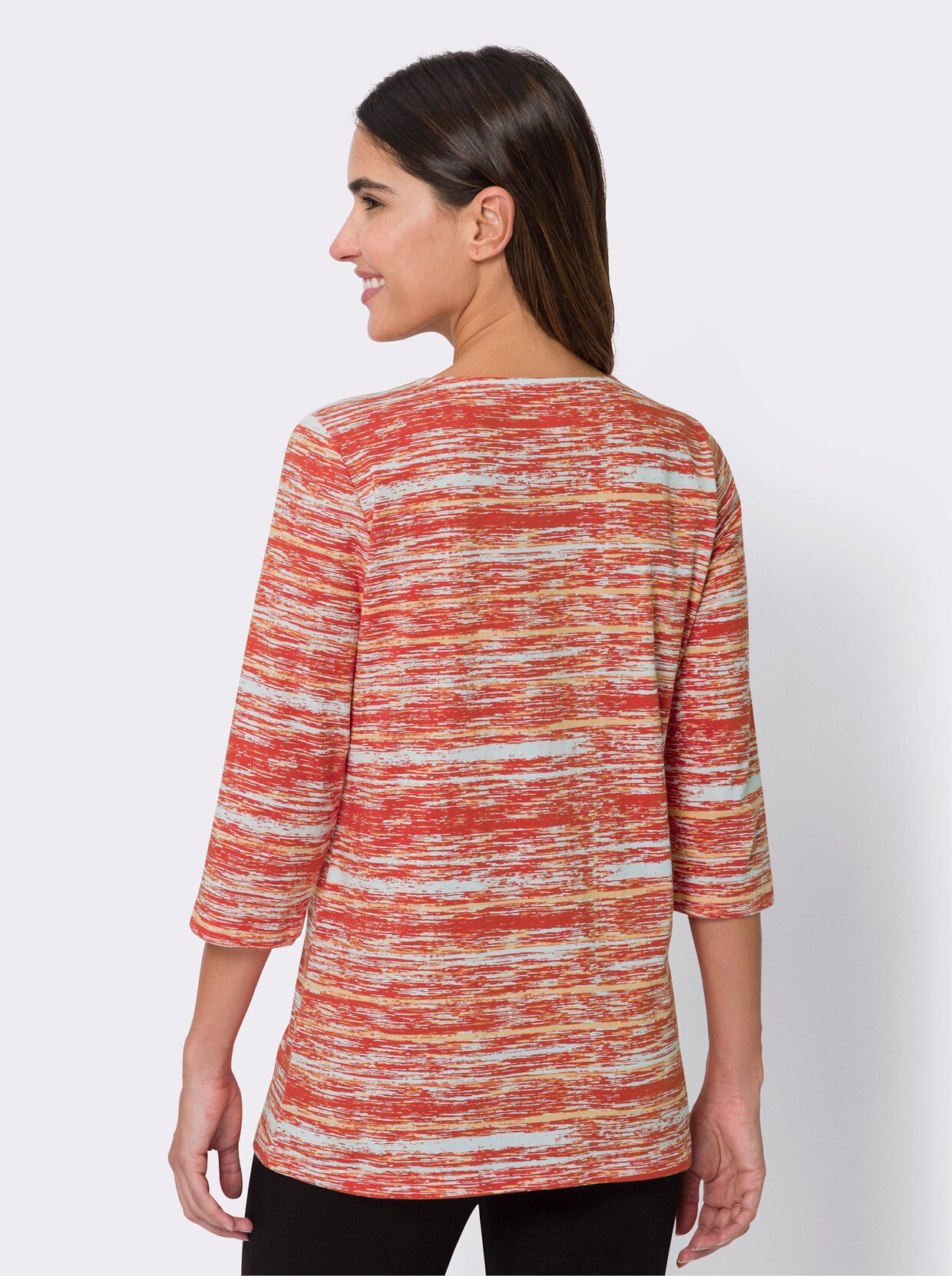 Longshirt - weiß-apricot-bedruckt