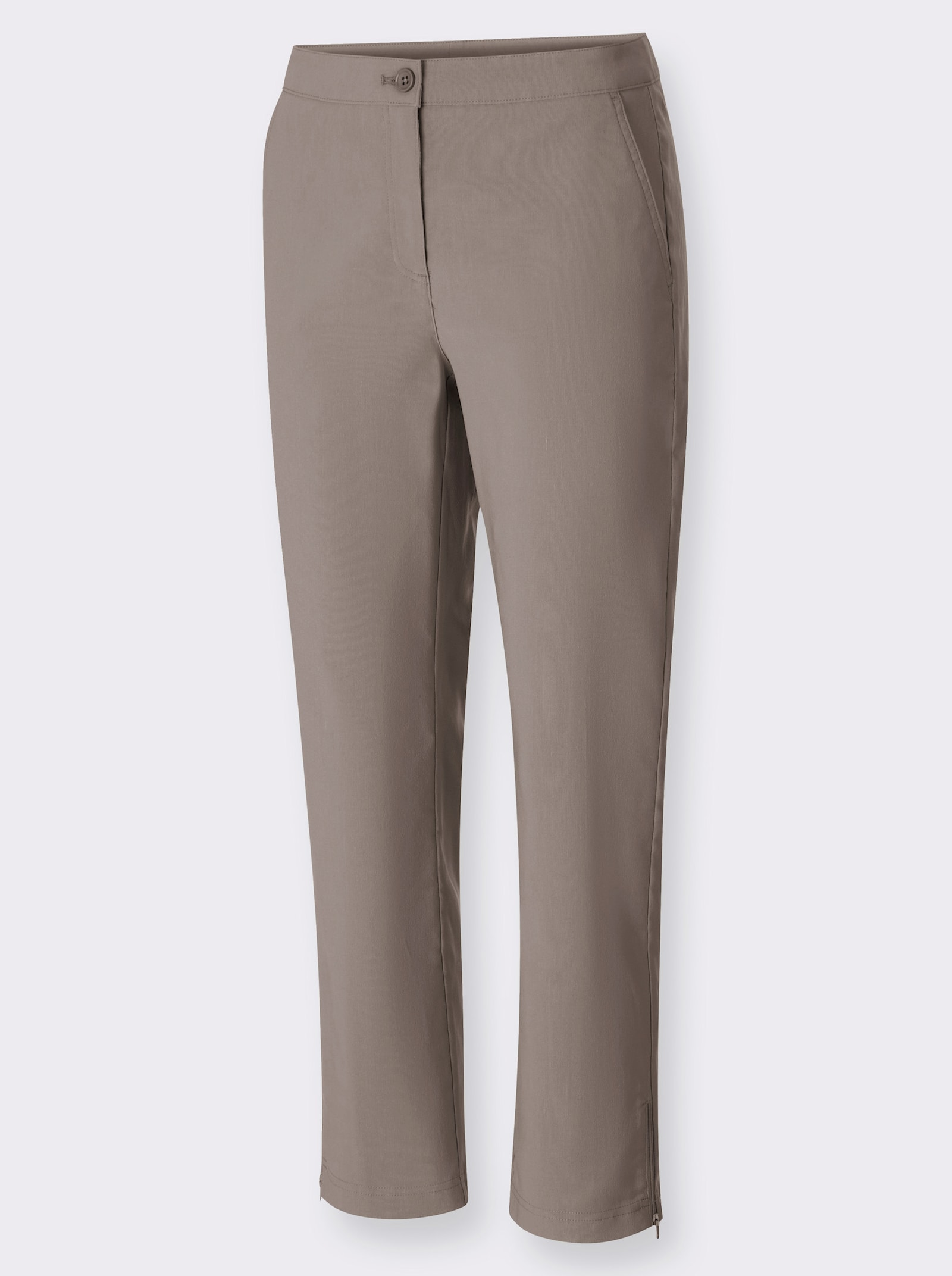 7/8-broek met ritssluitingen aan de zoom - taupe