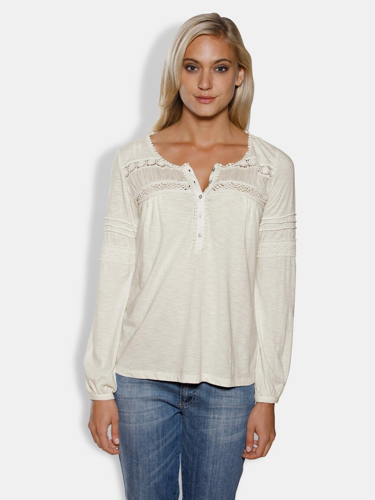 Linea Tesini Rundhals-Shirts - ecru