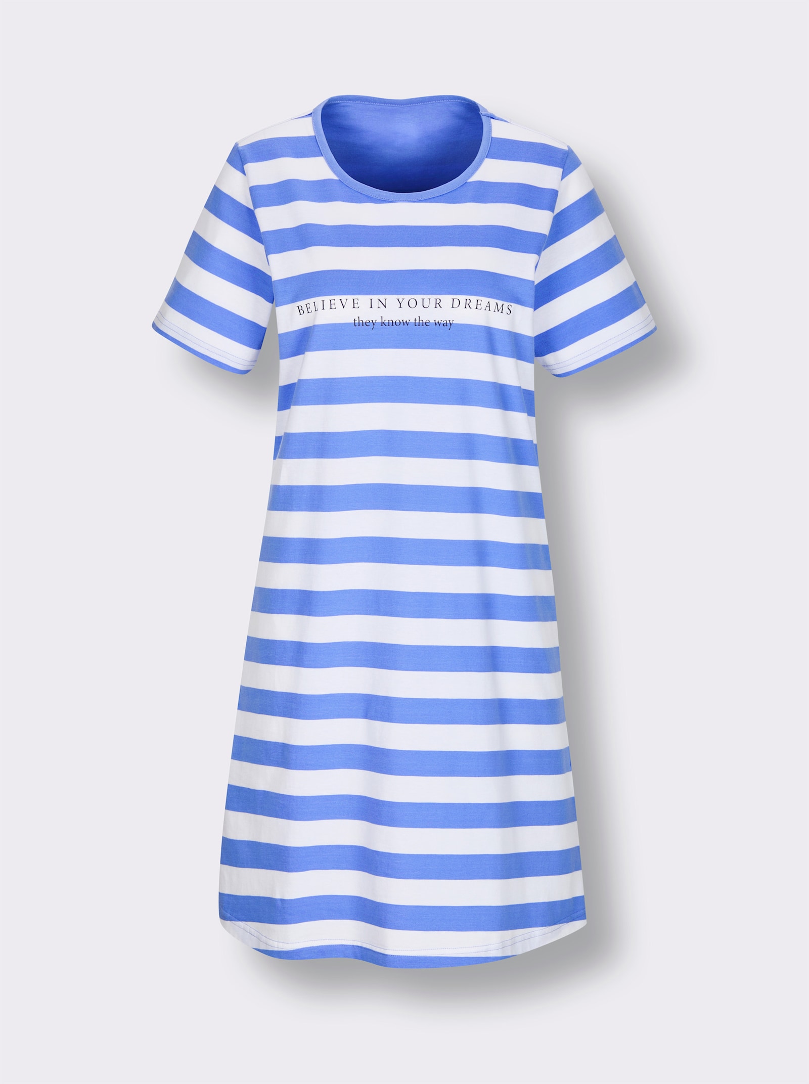 Comtessa Sleepshirt - mittelblau-ecru-gestreift